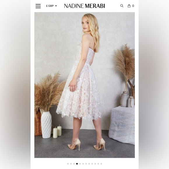 NWT Nadine Merabi White Lace Olivia dress - Picture 5 of 15